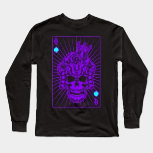 Queen of Spades Purple Skull Long Sleeve T-Shirt